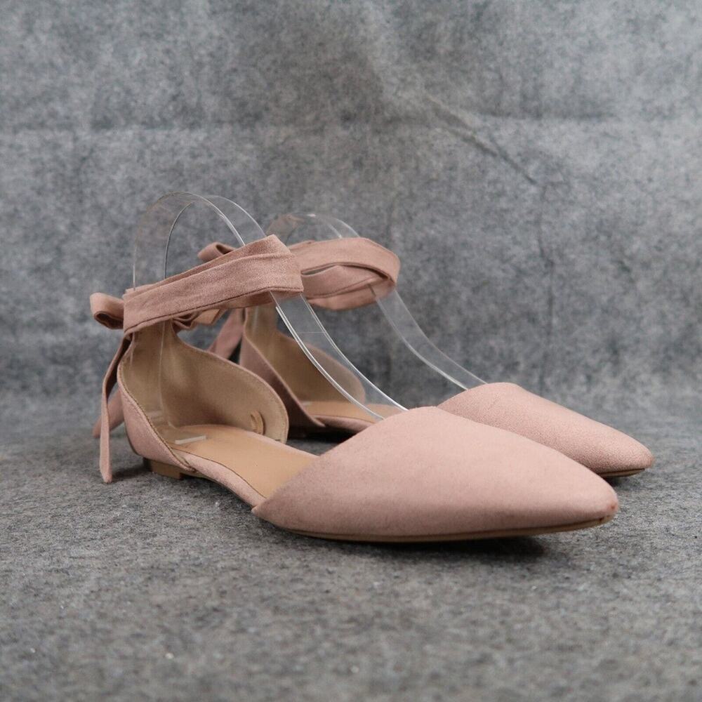 Old Navy Shoes Womens 7 Flats Lace Up Dorsay Blush Rose Fashion Faux Suede Tie